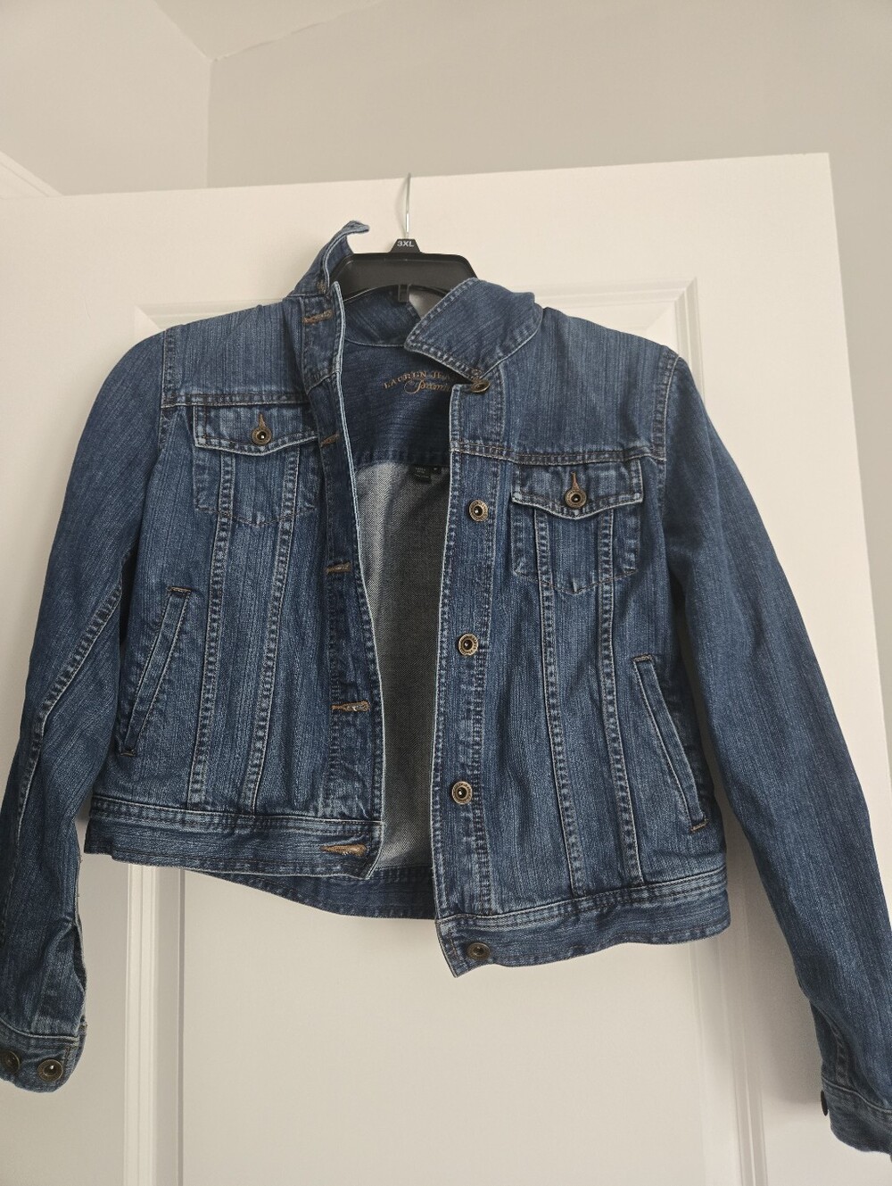 Polo Ralph Lauren Blue Denim Jacket Youth M Flap Pockets Adjustable Waist